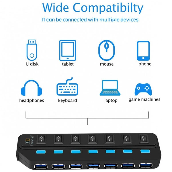 هاب USB 3.0 هفت پورت فرانت مدل FN-U3H701S