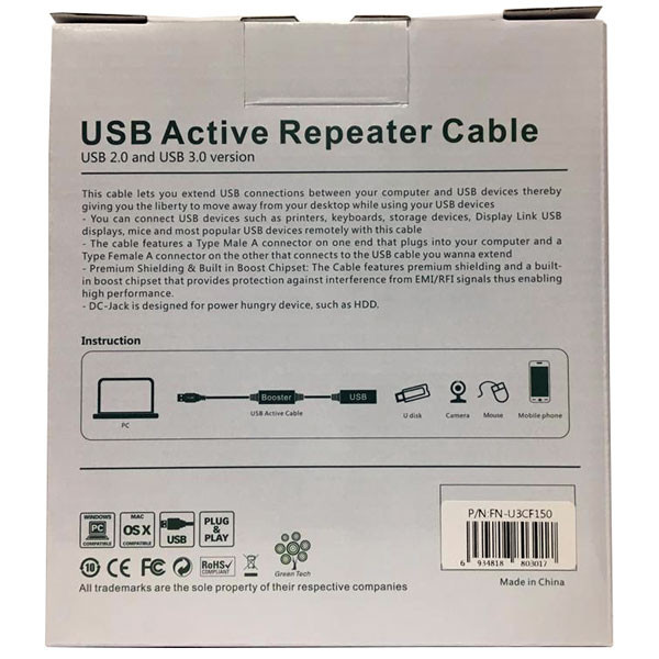 کابل افزایش طول USB3.0 فرانت مدل FN-U3CF150 طول 15 متر