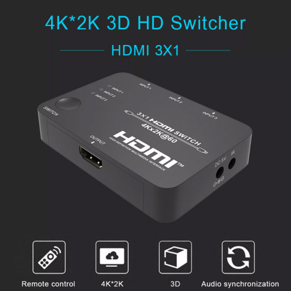سوئیچ 3 پورت 2.0 HDMI با ریموت کنترل مدل FN-S231