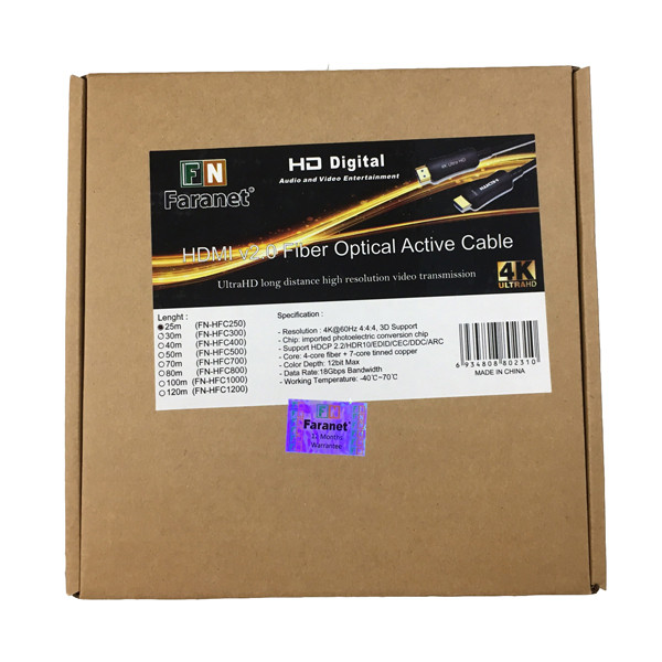 کابل HDMI فرانت مدل فیبر نوری کد FN-HFC250 طول 25 متر