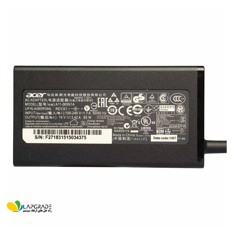 ACER LAPTOP ADAPTER/CHARGER 19V 3.42A - A11-065N1A
