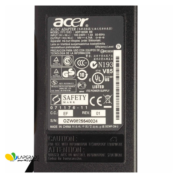 ACER LAPTOP ADAPTER/CHARGER 19v 4.74A - ADP-90SB-BB