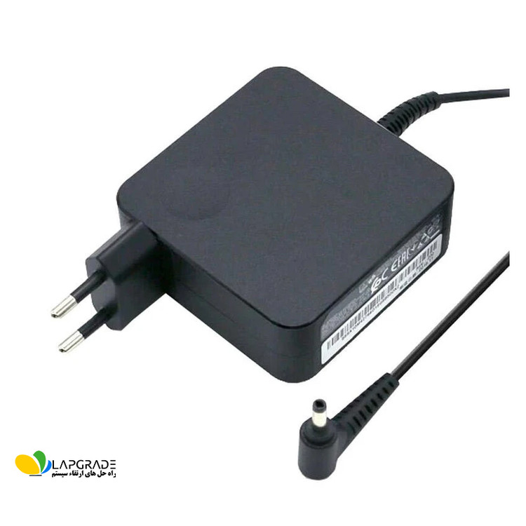 نمای ورودی برق دو شاخه استاندارد شارژر لپ تاپ لنوو مدل ADLX65CDGC2A – کابل برق ورودی آداپتور قابل جدا شدن