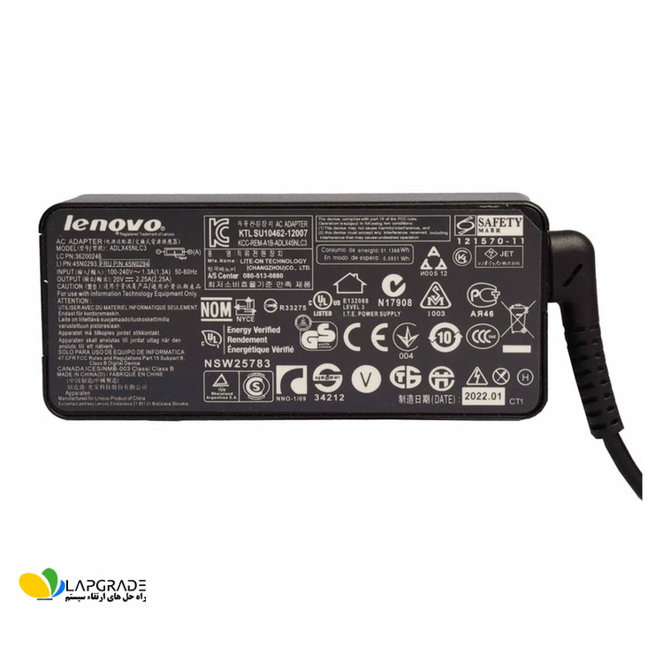 شارژر لپ تاپ لنوو 20 ولت 2.25 آمپر مدل ADLX45NCC3A
