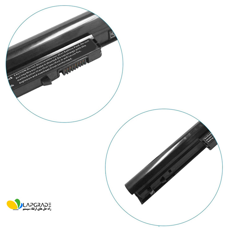 باتری HP VK04 چهارسلولی – نمای زاویهای از انتهای باتری و قفلهای نصب