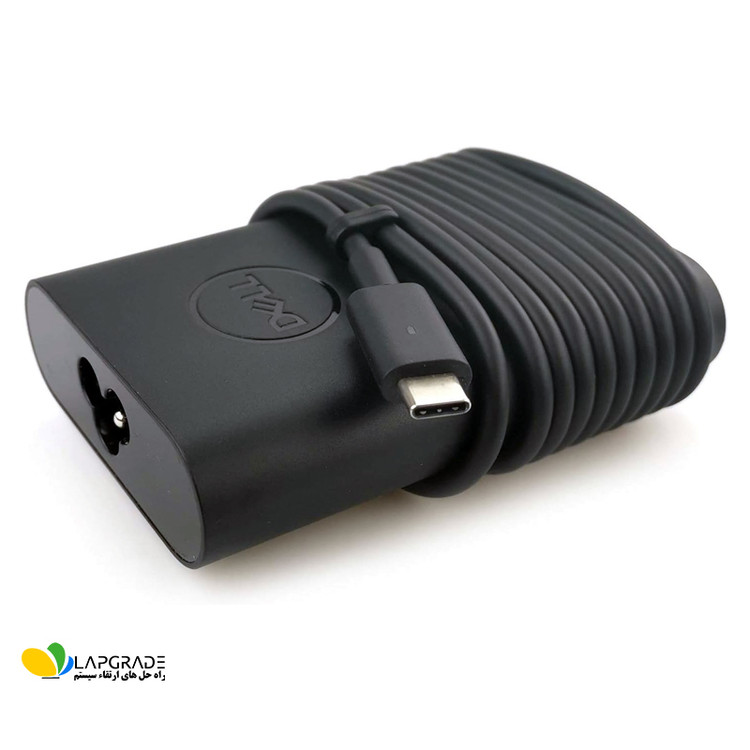 نمای نزدیک سوکت USB Type-C شارژر لپ تاپ دل مدل HA65NM170 برای اتصال به لپ تاپ های جدید Dell و دستگاه های دارای پورت USB-C