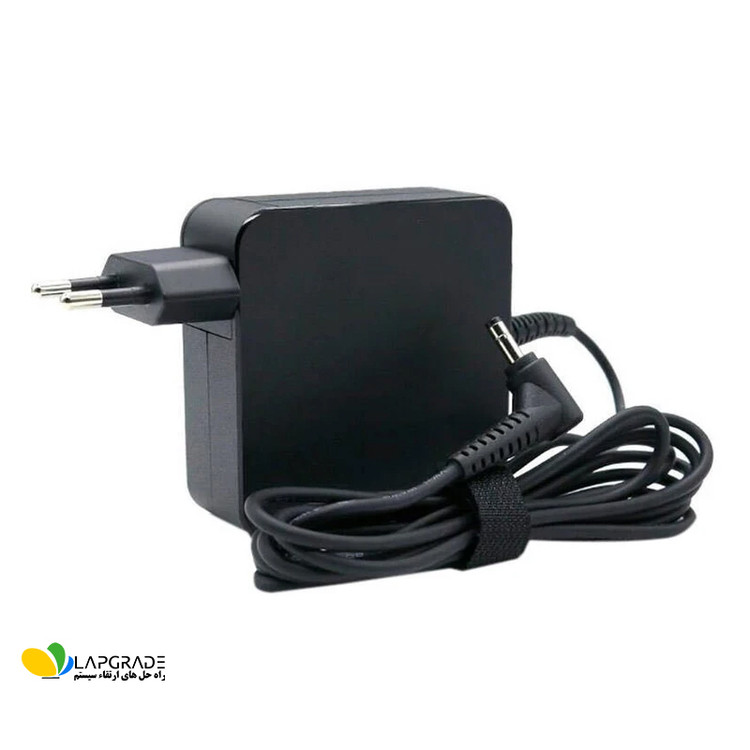 نمای ورودی برق دو شاخه استاندارد شارژر لپ تاپ لنوو مدل ADLX65CLGC2A – کابل برق ورودی آداپتور قابل جدا شدن