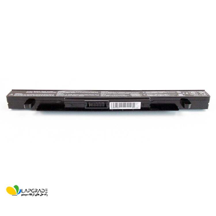 نحوه نصب خارجی باتری لپتاپ ایسوس مدل A41-X550A روی لپتاپ ASUS X550 - قرارگیری در محفظه زیر لپ تاپ و قفل شدن با ضامن کشویی