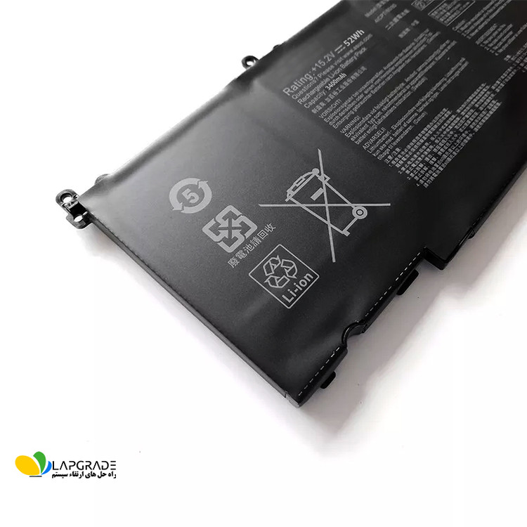 لیبل مشخصات باتری لپتاپ ایسوس مدل B41N1526 روی لپتاپ ASUS ROG Strix GL502 - باتری 4 سلولی لیتیوم یون 15.2 ولت جایگزین مناسب برای سری FX60V