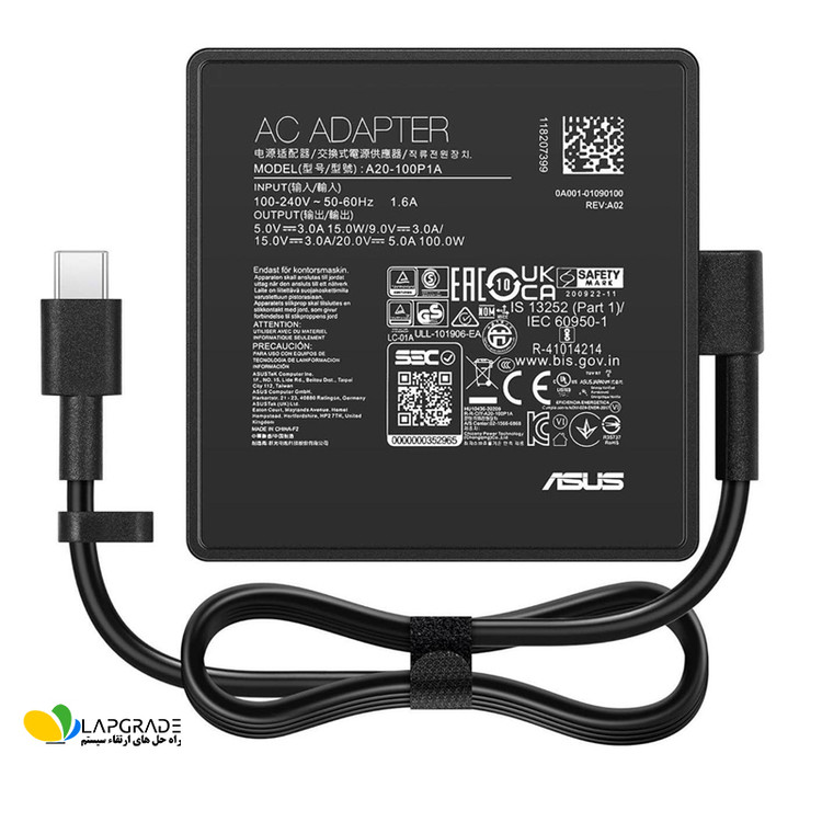 شارژر لپتاپ ایسوس 20 ولت 5 آمپر 100 وات TYPE-C مدل A20-100P1A