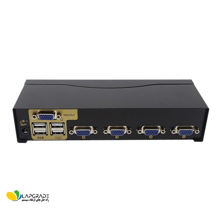 نمای پورت های ورودی VGA و USB و پورت خروجی KVM سوییچ مدل FN-K4US برای اتصال 4 کامپیوتر