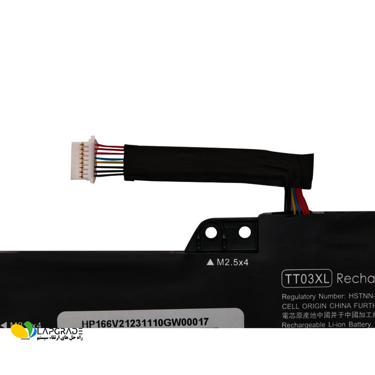 کانکتور و کابل اتصال باتری داخلی HP TT03XL سهسلولی – نمای نزدیک پینها و سوکت
