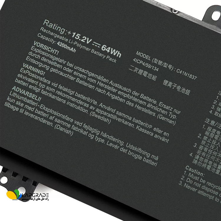 باتری لپ تاپ ایسوس 4 سلولی مدل C41N1837 مناسب برای لپ تاپ Asus ROG Zephyrus GA502 GU502 GU532 GX502 GX532