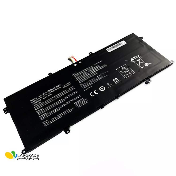 نمای جای پیچ ها و پایه های نگهدارنده باتری لپتاپ ایسوس مدل C41N1904 برای نصب داخلی روی لپ تاپ های فوق باریک ZenBook 13 UX325 و ZenBook 14 UX425