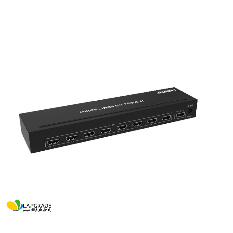 نمای پورت ورودی و 8 پورت خروجی HDMI اسپلیتر مدل FN-V138 – ورژن 1.4b با پشتیبانی از 4K 30Hz