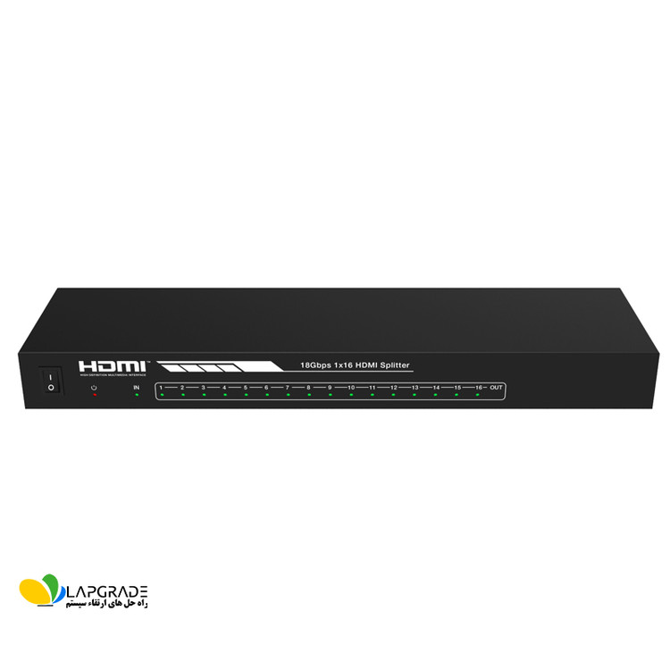 اسپلیتر 16 پورت HDMI فرانت ورژن 2.0 مدل FN-V2116 با قابلیت EDID - نمای کلی دستگاه صنعتی رکمونت با بدنه فلزی