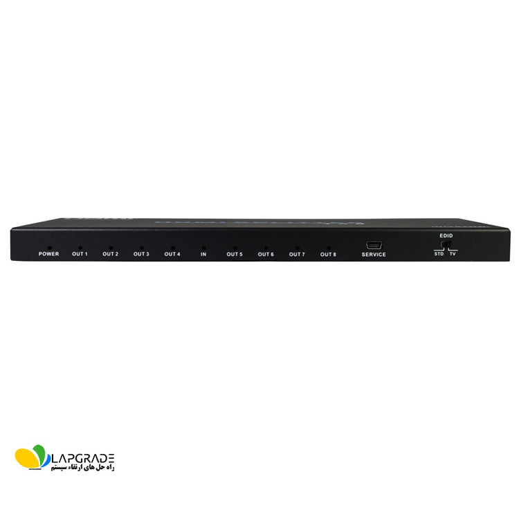 نمای پورت برق 12 ولت DC اسپلیتر HDMI 8 پورت مدل FN-V218 - نیاز به منبع تغذیه جداگانه پرتوان