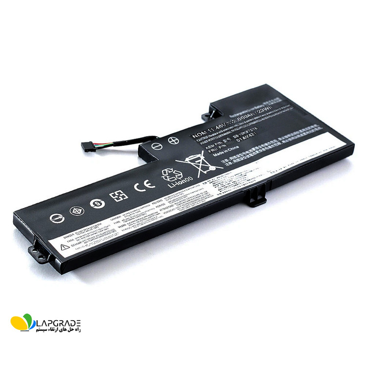 نمای نزدیک باتری Lenovo 01AV421 سه سلولی برای ThinkPad T470