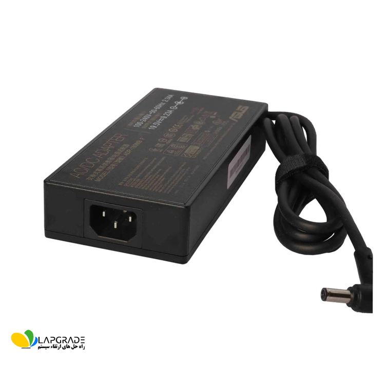 نمای ورودی برق شارژر لپ تاپ ایسوس مدل ADP-180MB F – نوع کابل برق ورودی سه شاخه (مشابه کابل کیس کامپیوتر)