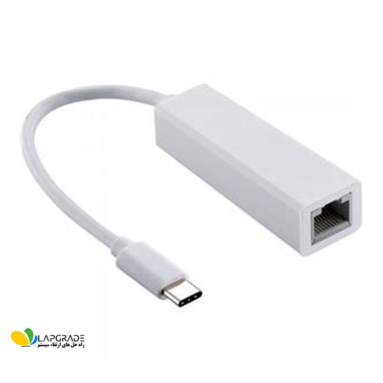مبدل Type-C به Ethernet فرانت مدل FN-UC3E1000 - نمای کلی مبدل کارت شبکه USB-C به پورت LAN گیگابیت با بدنه پلاستیک فشرده ABS
