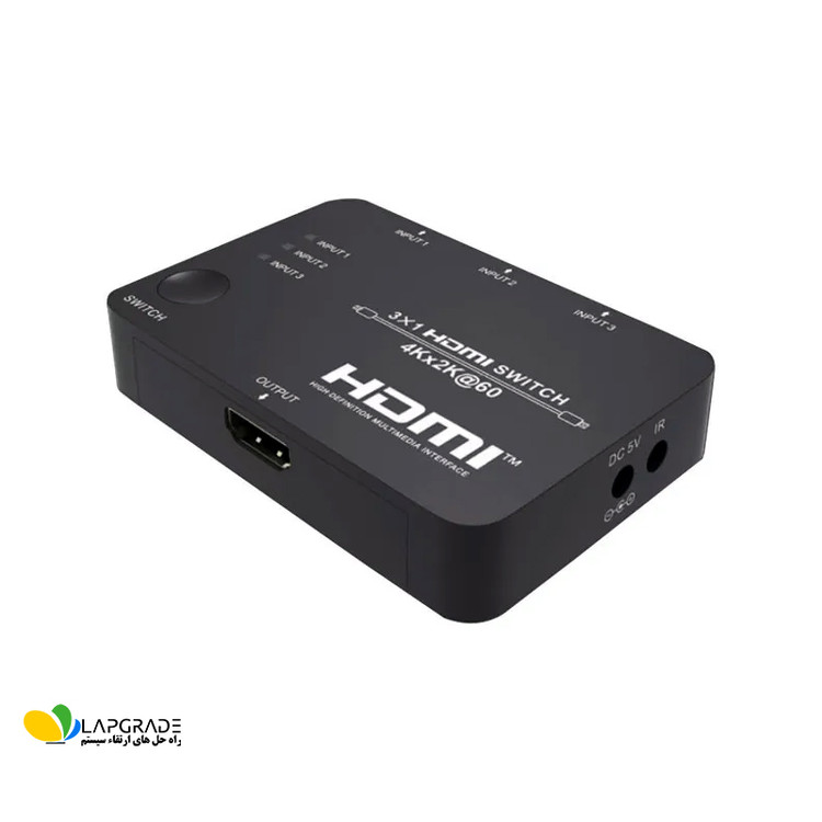 سوئیچ 3 پورت HDMI 2.0 فرانت مدل FN-S231 - نمای کلی دستگاه با بدنه پلاستیکی مشکی و طراحی جمعوجور