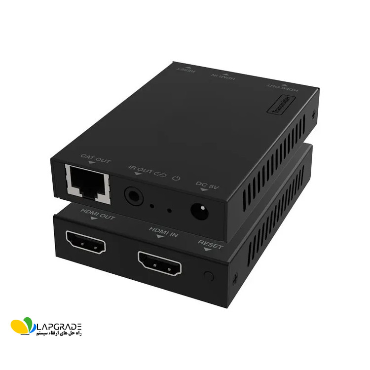 نمای پورت های ورودی HDMI، خروجی محلی HDMI و پورت RJ45 روی فرستنده اکسترندر HDMI مدل FN-E512