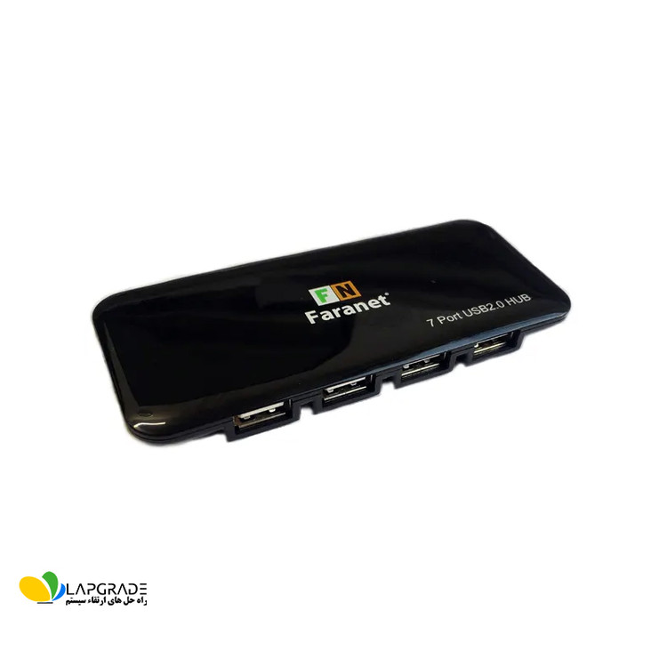 هاب USB 2.0 هفت پورت فرانت مدل FN-U2H708 - نمای کلی دستگاه با بدنه مشکی و طراحی جمعوجور